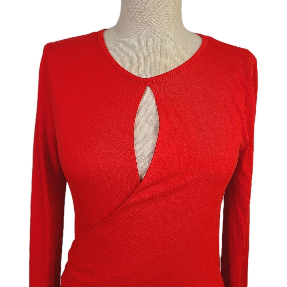 NEW Free People Beach mini dress red knit cut out long sleeve‎ bodycon S party - Picture 2 of 14